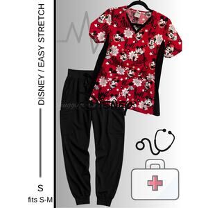 MSRP $75 ✨Easy Stretch Scrub Pants + Disney Mickey Scrub Top Bundle – Size S-M ✨